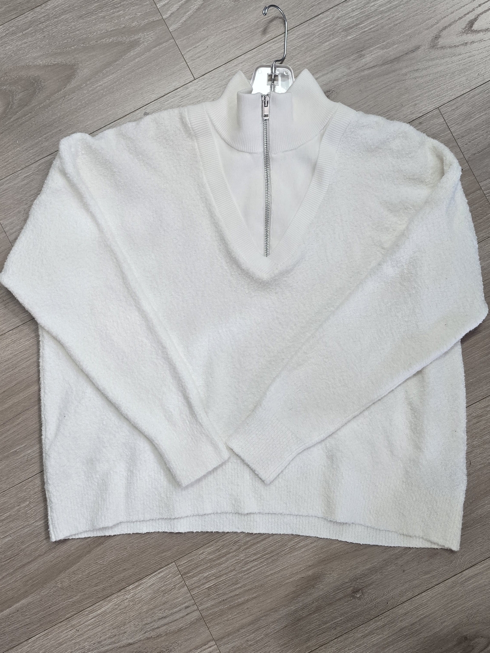 Club Monaco Ivory Half-Zip Funnel Neck Sweater